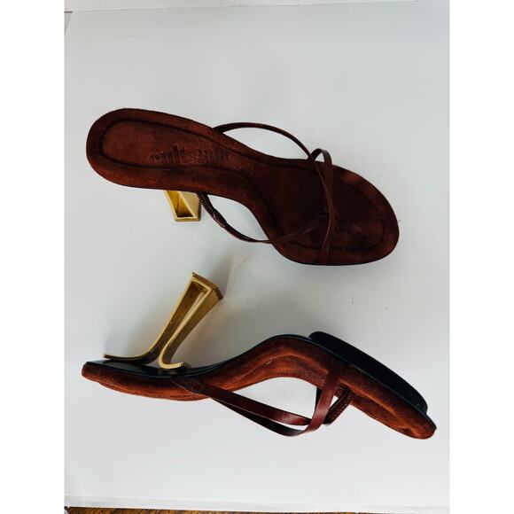 Cult Gaia in mahogany brown Soriah Slide Strappy leather Sandal (Women) 36.5 - Picture 6 of 11